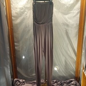 Body Central Taupe Knit Ruched Bandeau Top Jumpsuit